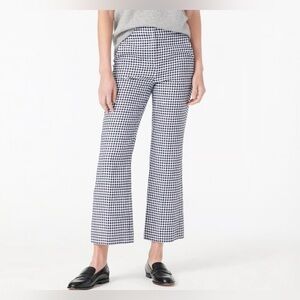 J.Crew Hayden kickout crop pant in gingham stretch linen Blue White Size 12